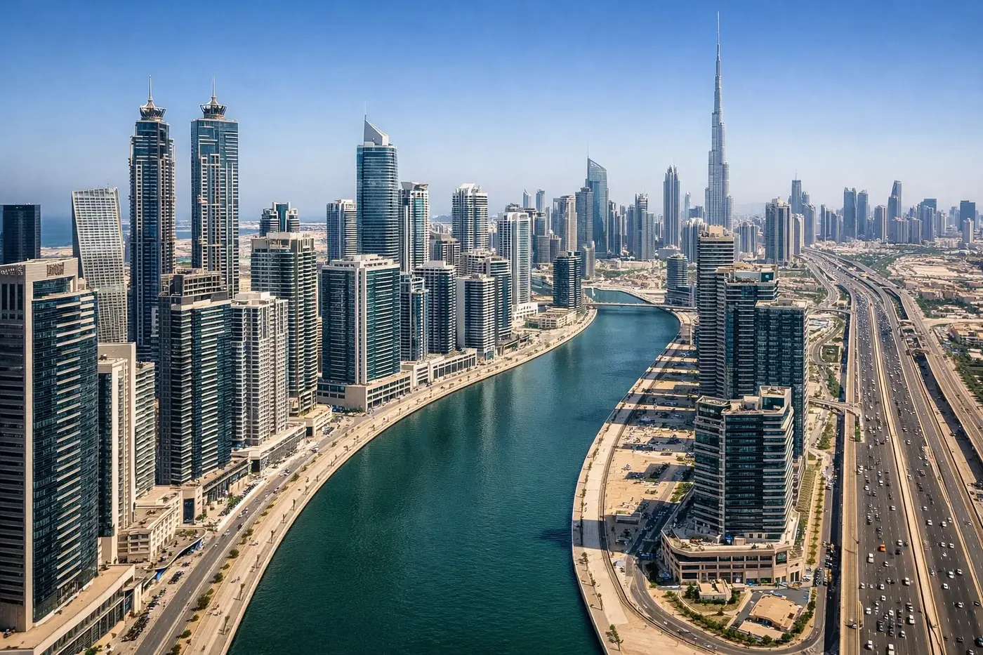 Business bay dubai water canal aerial
