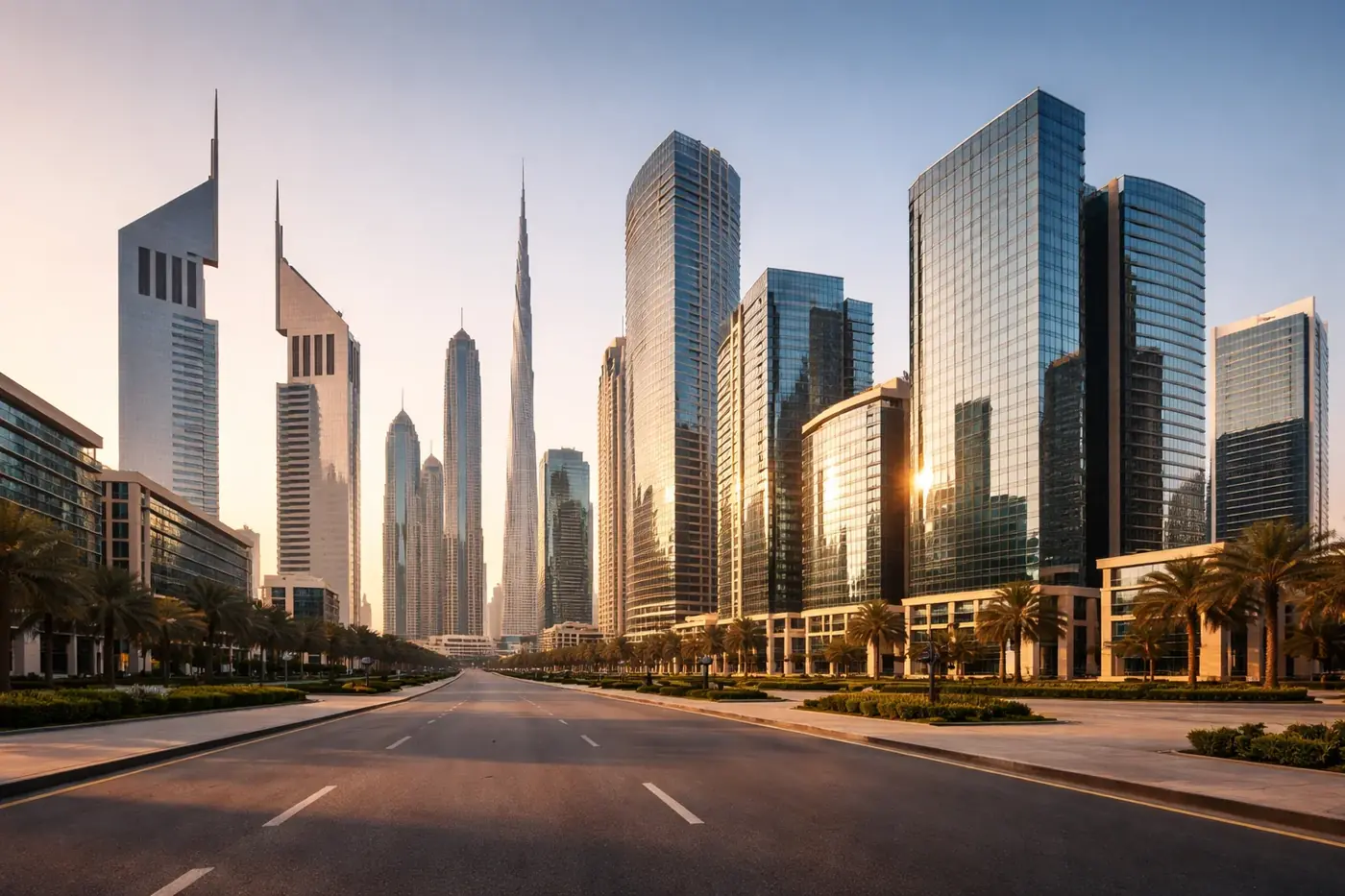 Dubai business district office towers