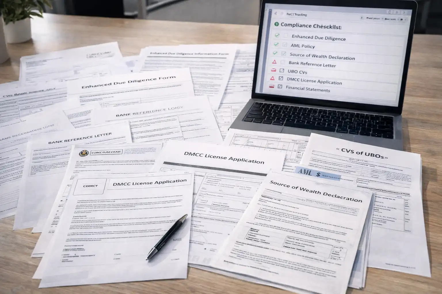 UAE due diligence and compliance documentation review in a Dubai office