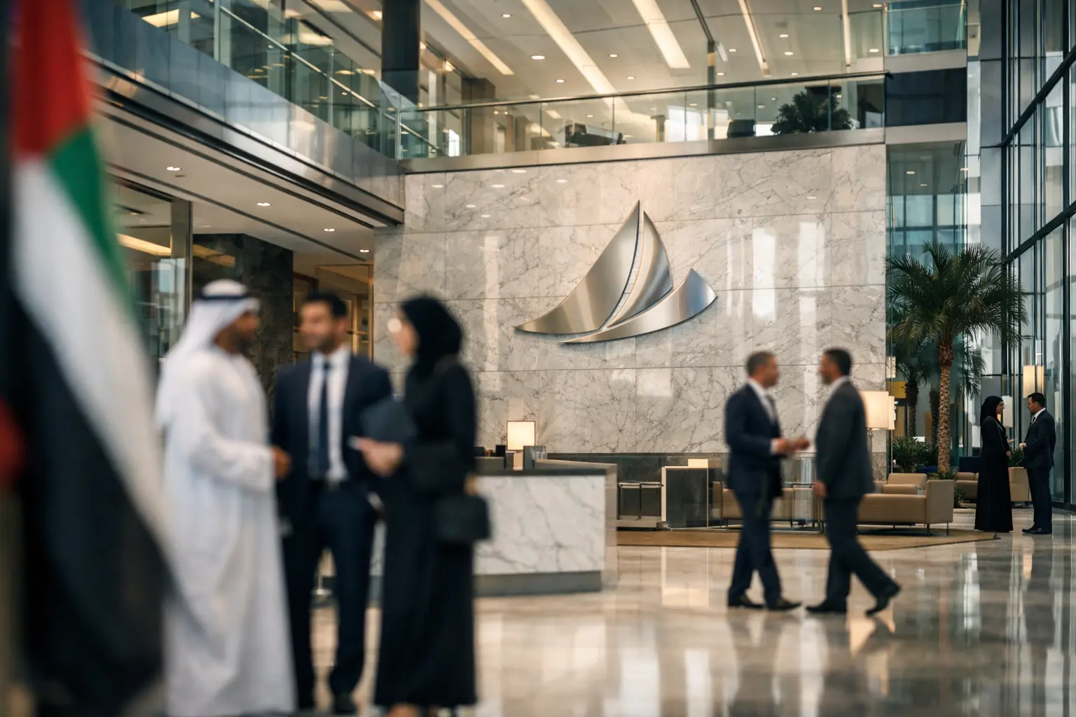 Uae corporate bank headquarters lobby