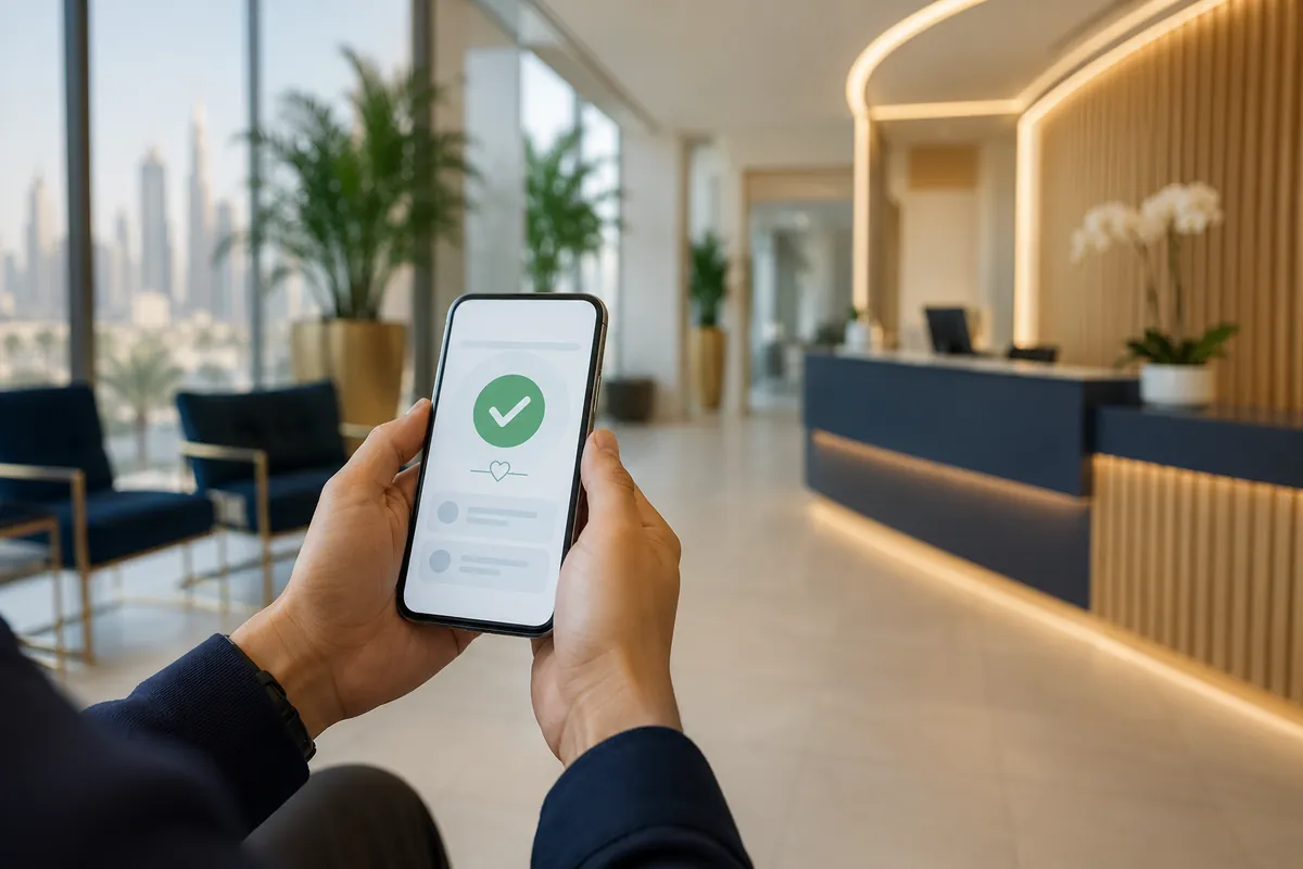 Checking a Dubai Health DHA medical fitness test result online for a UAE residence visa