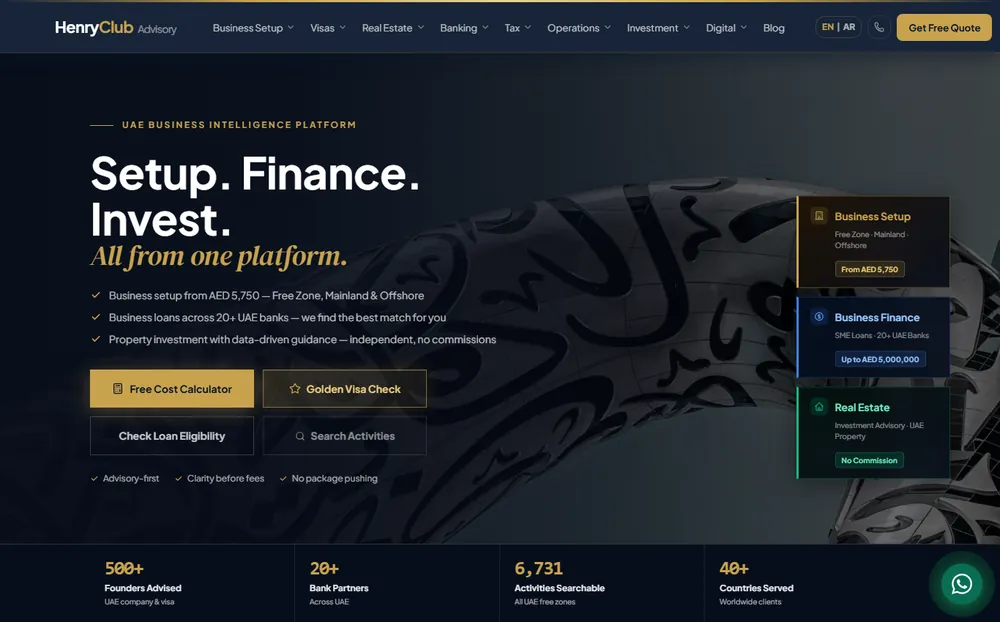 HenryClub Advisory website by Henry Digital Hub