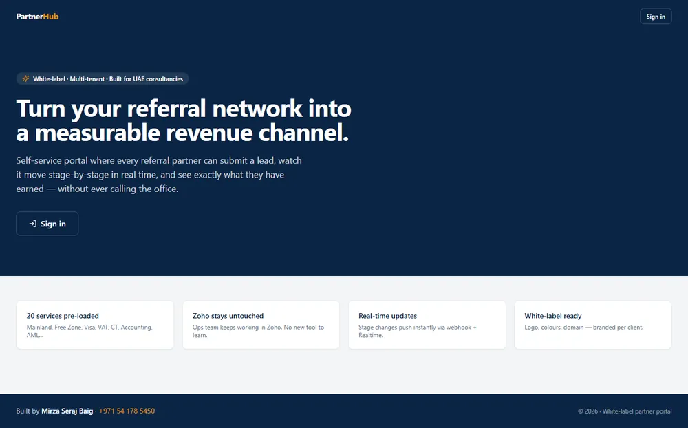 Partner Referral Portal website by Henry Digital Hub