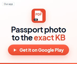 Our app, PDF Maker: passport photo to the exact KB, 35 x 45 mm and under the size limit for the application portal. Get it on Google Play.