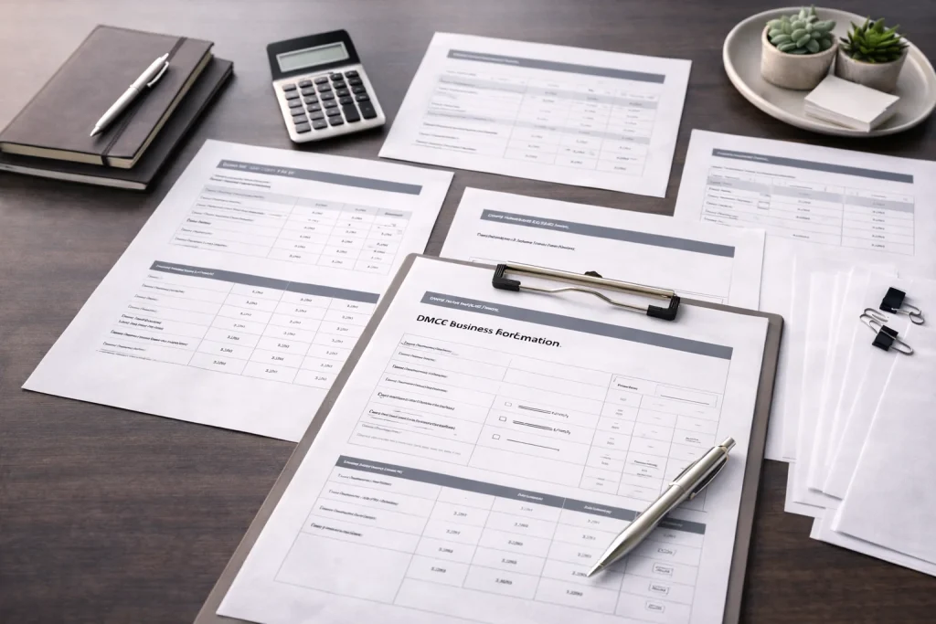 DMCC Free Zone business formation documents representing the efficient 10-15 day licensing process