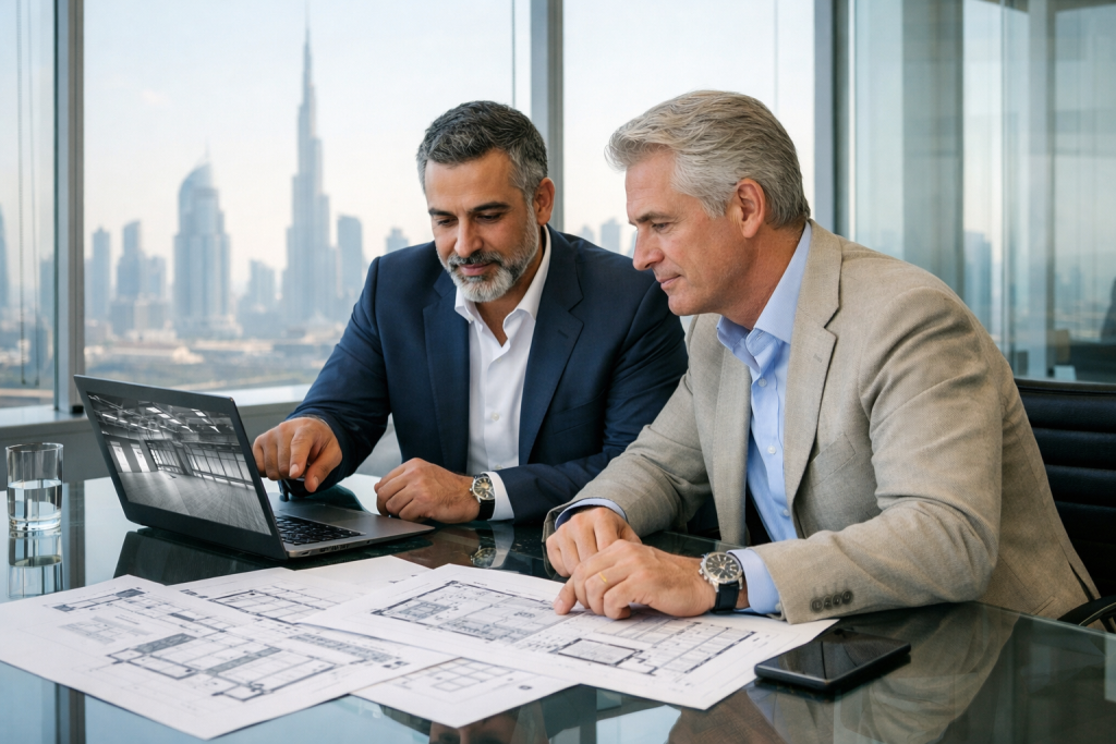Advisory consultation for Dubai commercial property strategy including office and warehouse options