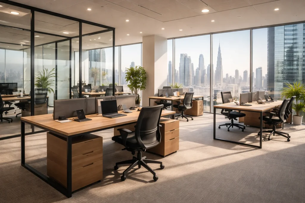 Modern shared office workspace in Dubai meeting mainland company physical address requirements