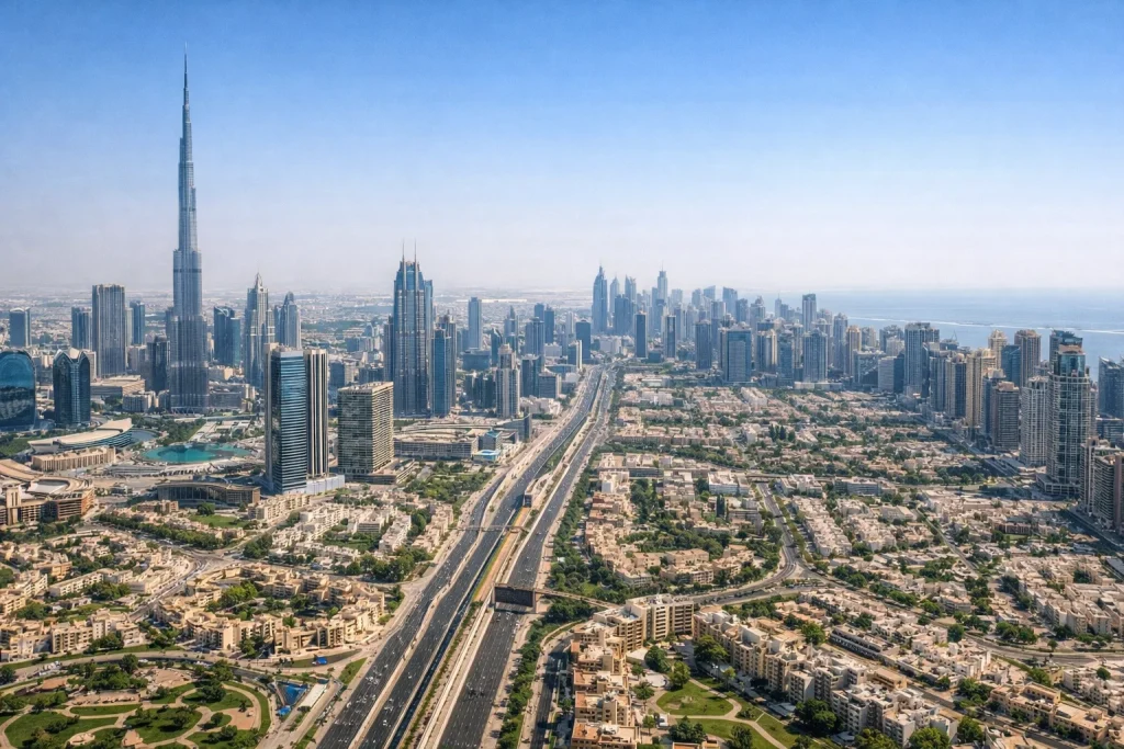Dubai residential skyline showing diverse property investment areas