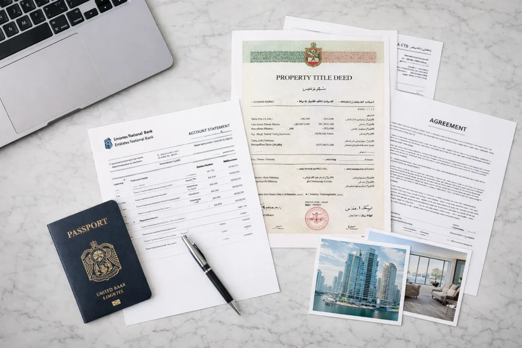 Organized documentation checklist for Dubai Golden Visa property investment application