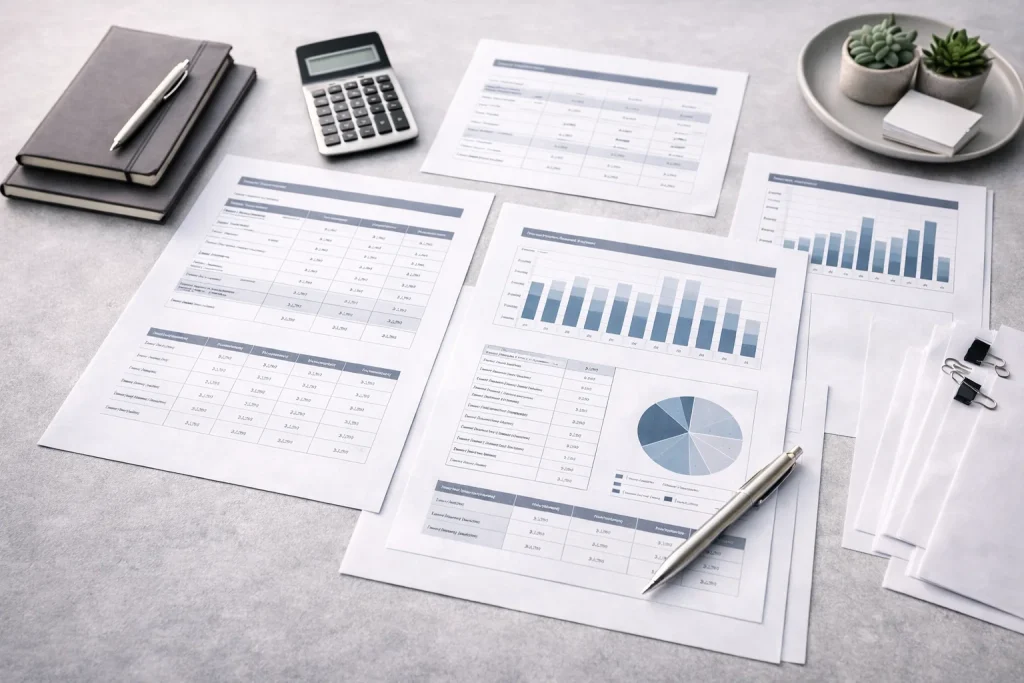 Business setup budget planning documents and cost comparison spreadsheets for Sharjah company formation