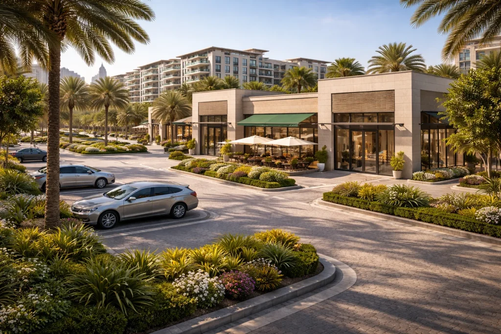  Community retail and amenities infrastructure in Arjan Dubai residential area